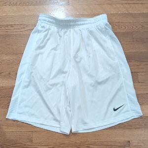Nike Men's Athletic Shorts in White with Black Swoosh